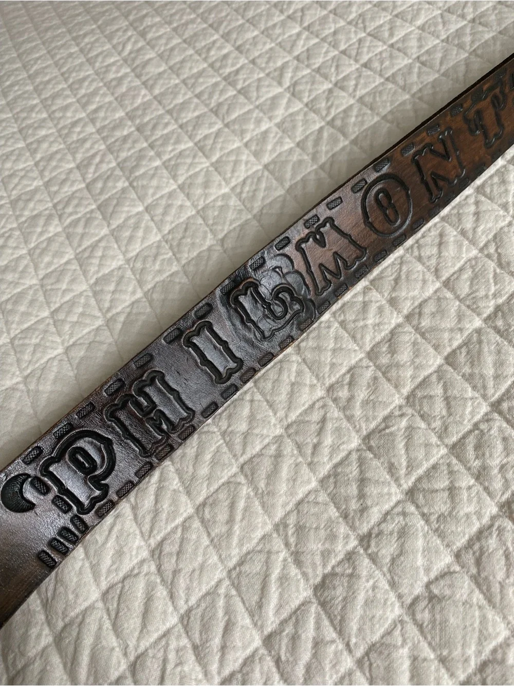 BSA Philmont Leather Tooled Belt Brass Buckle Vintage 2000 Western Boy Scouts 38